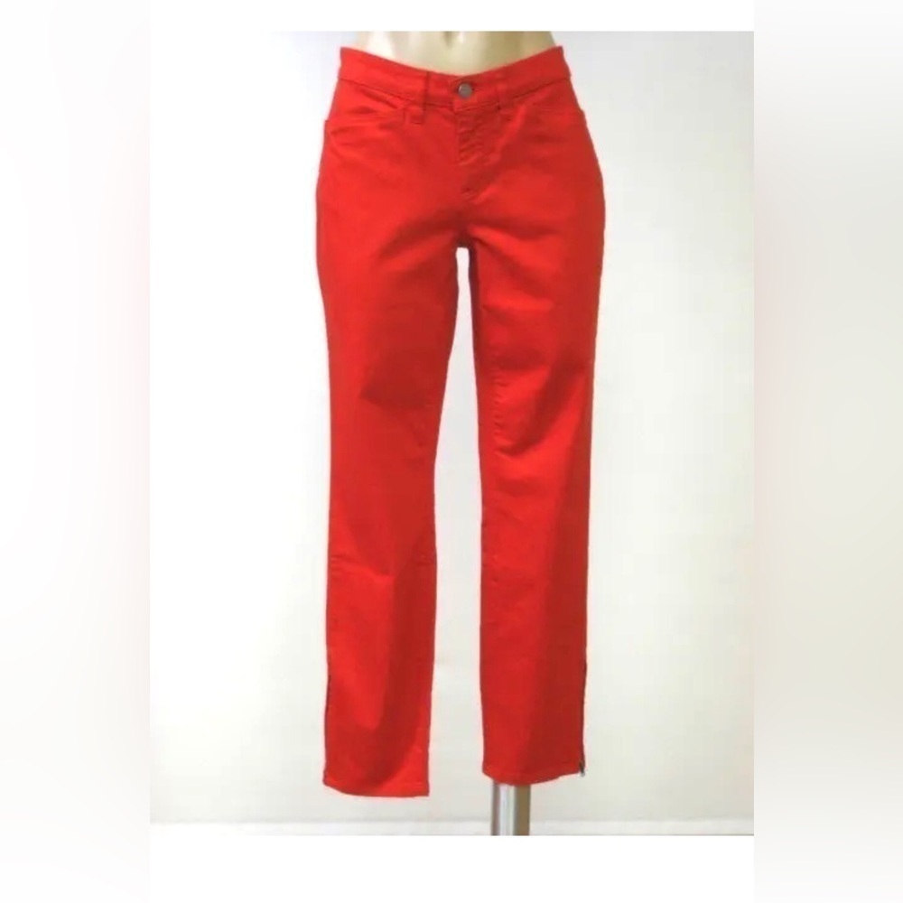 Eileen Fisher Pants Womens 4 Organic Cotton Ankle Zip Slim Leg Stretch Holiday